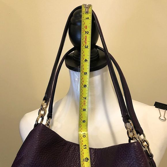 COACH Madison Phoebe Tumbled Purple Leather Purple Lining 3 Section Shoulder Bag - Picture 6 of 16